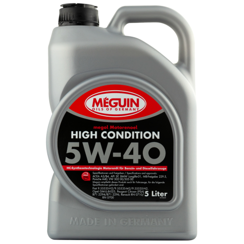 НС-синтетическое моторное масло Megol Motorenoel High Condition 5W-40 - 5 л НС-синтетическое моторное масло Megol Motorenoel High Condition 5W-40 - 5 л